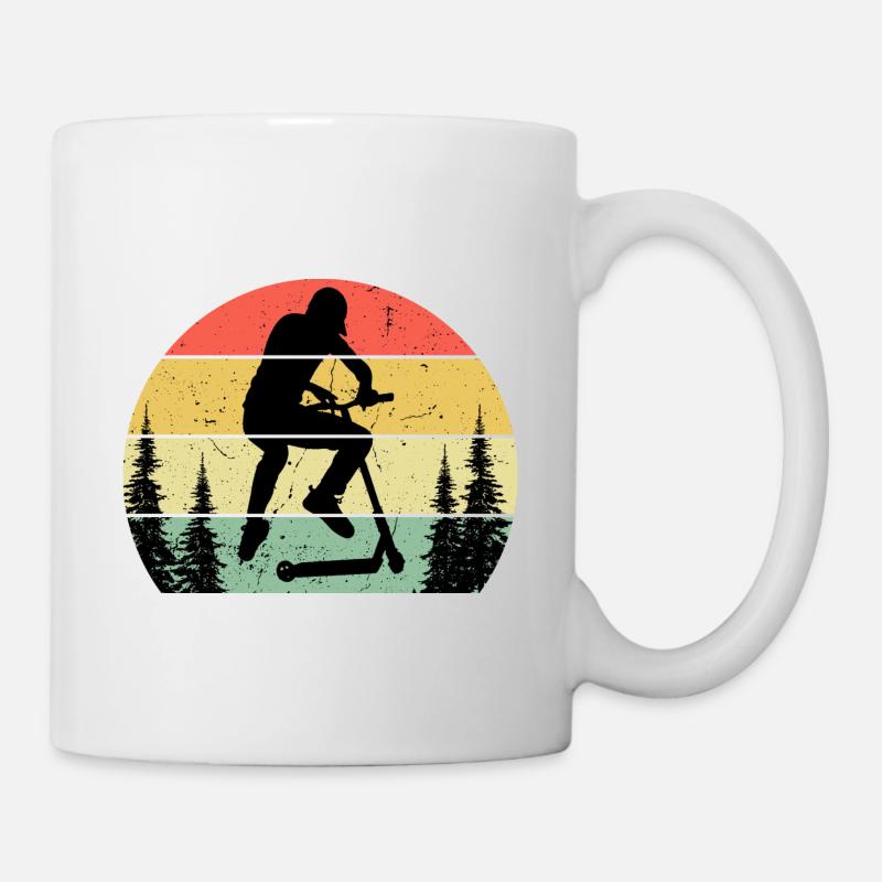 Retro Sonne Stuntscooter Stunt Roller - Tasse - Weiß