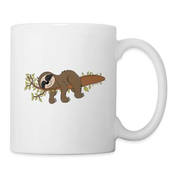 Faultier Offizielles Schlafshirt Faultierspruch - Tasse - Weiß - Rechts