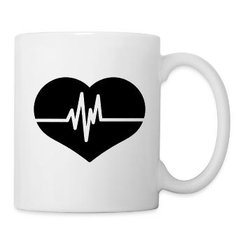 Cœur avec battements de coeur - Mug blanc - blanc - Droite