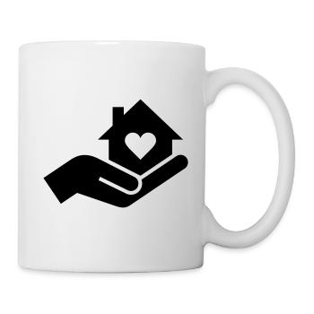 Hand with house and heart - Mug - white - Right