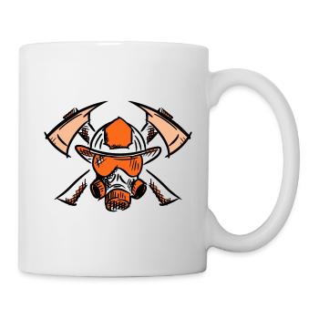 Firefighter logo. Firefighter helmet axes. - Mug - white - Right