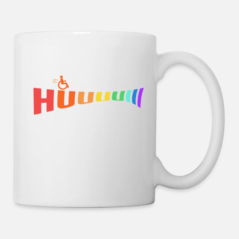 rollstuhlfahrer spruch driving rollstuhl hui bunt - Tasse - Weiß