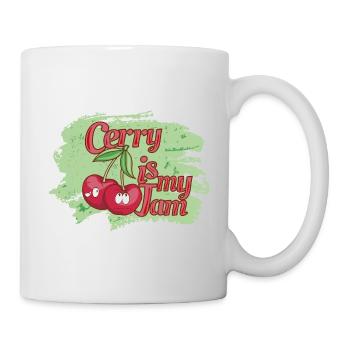 la cerise est ma confiture - la confiture de cerise est délicieuse - Mug blanc - blanc - Droite