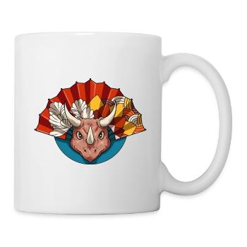 Dinosaurier Triceratops Fächer Handfächer Dino - Tasse - Weiß - Rechts