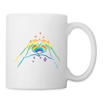 CSD LGBT Hände formen Regenbogen Herz Pride - Tasse - Weiß - Rechts
