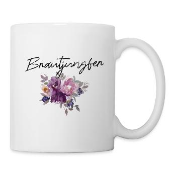Brautjungfer - Junggesellinnenabschied lila Blumen - Tasse - Weiß - Rechts