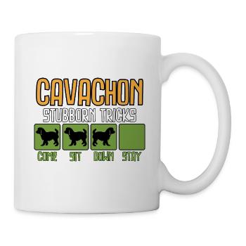 Cavachon Hund Tricks Spruch Sprüche Lustig - Tasse - Weiß - Rechts