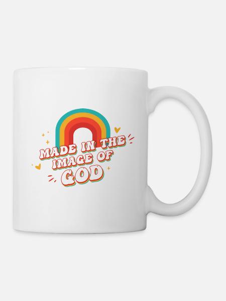 Nach dem Bilde Gottes gemacht - Niedlicher christlicher Groovy - Tasse - Weiß