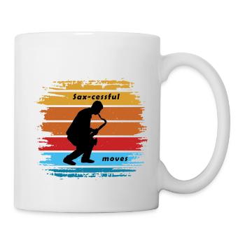 Saxophon-Moves, Retro, Saxophon und Tanz - Tasse - Weiß - Rechts