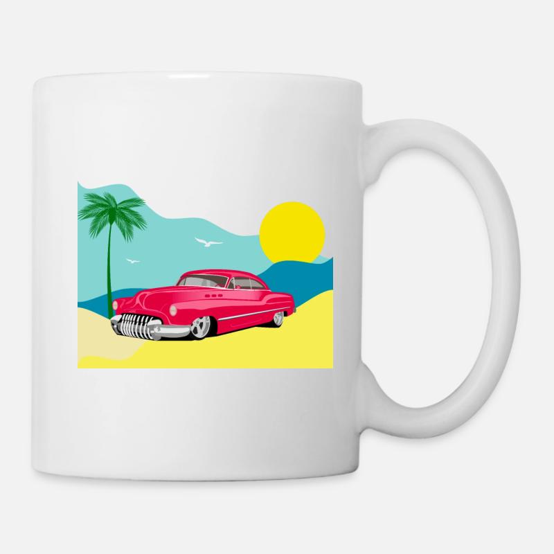 Antique car on Caribbean beach - Mug - white