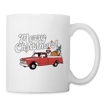 Vintage Red Pick Up Truck Saint Bernard Dog Merry - Mug - white - Right
