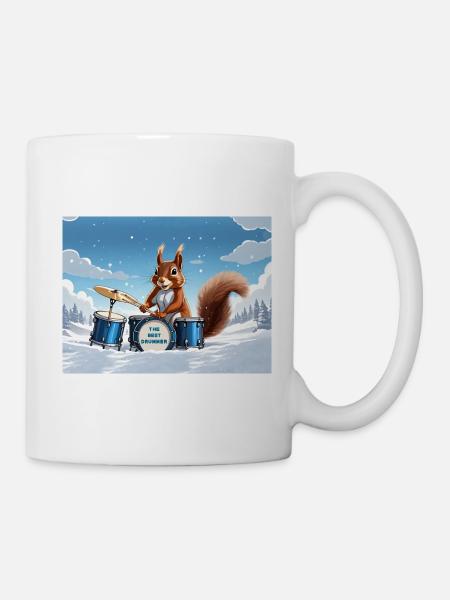 Squirrel plays drums - Mug - white