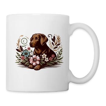 Brown Labrador Cottage Core Flowers - Mug - white - Right