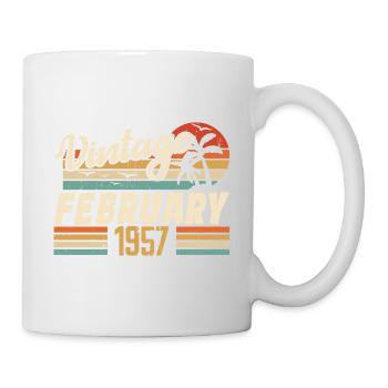 Vintage Geboren im Februar 1957, 67. Geburtstagsgeschenk - Tasse - Weiß - Rechts