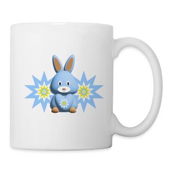 Sterne in Hellblau mit süßem Hase. - Tasse - Weiß - Rechts