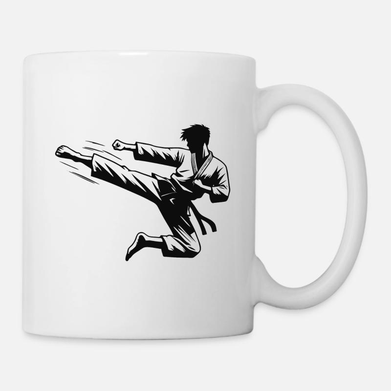 Sprungkick Roundhouse-Kick, Dollyo Chagi Design - Tasse - Weiß