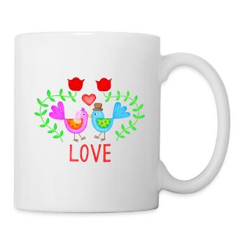 Oiseaux de mariage Thème de mariage Mariage Amour Mariage - Mug blanc - blanc - Droite