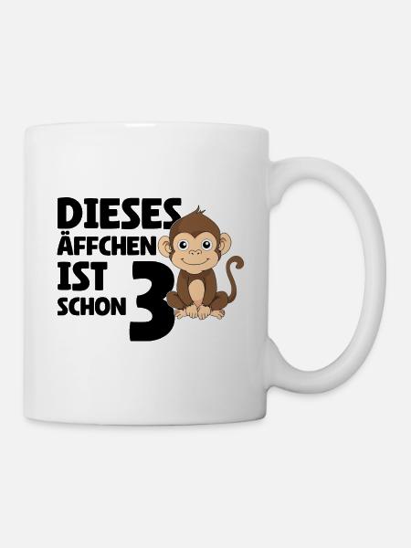 3. Geburtstag 2021 - Dieses Äffchen Ist Schon 3 - Tasse - Weiß