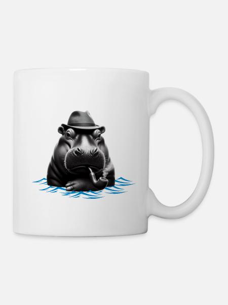 Nilpferd-Pfeife 🦛 - Tasse - Weiß