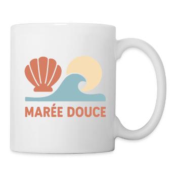 Marée douce – Vagues & soleil rétro - Mug blanc - blanc - Droite