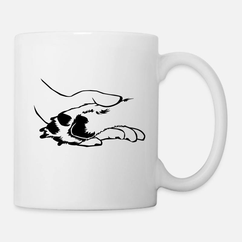Hund in Hand - Tasse - Weiß
