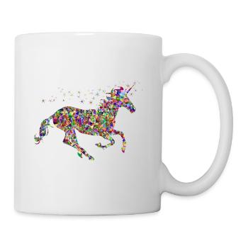 colorful mythical jumping glitter unicorn - Mug - white - Right