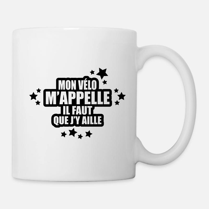 mon vélo m'appelle il faut que j'y aille - Mug blanc - blanc