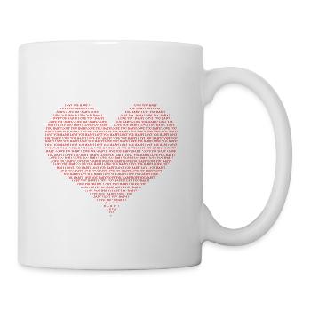 Typography Heart Shape Design Red Text I Love You - Mug - white - Right