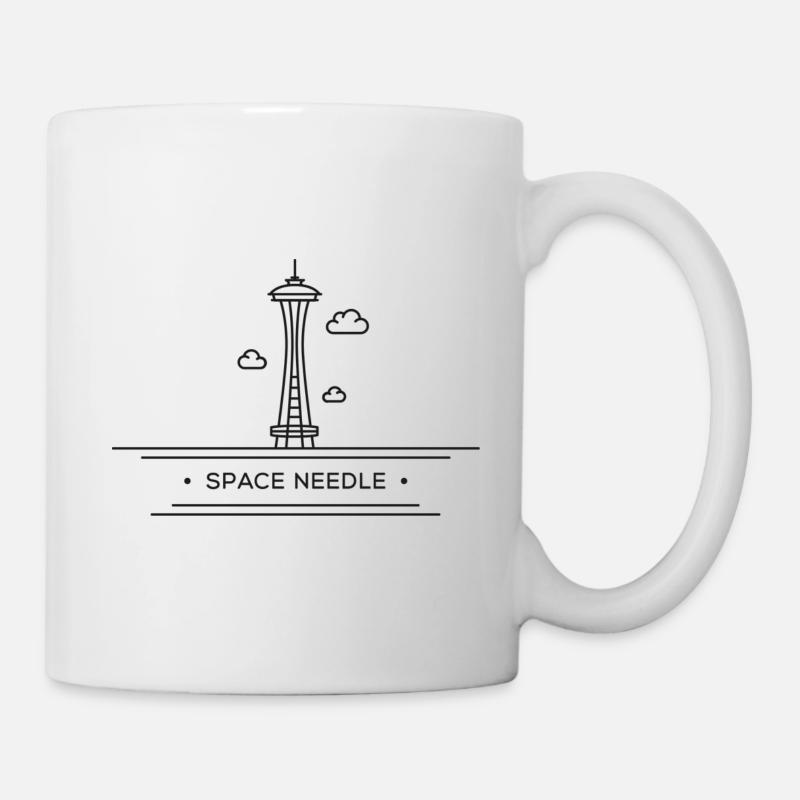 Space Needle | Noir | Idée de cadeau - Mug blanc - blanc