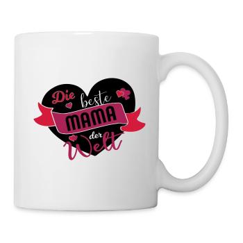 Beste Mama der Welt Supermama Spruch Geschenk - Tasse - Weiß - Rechts
