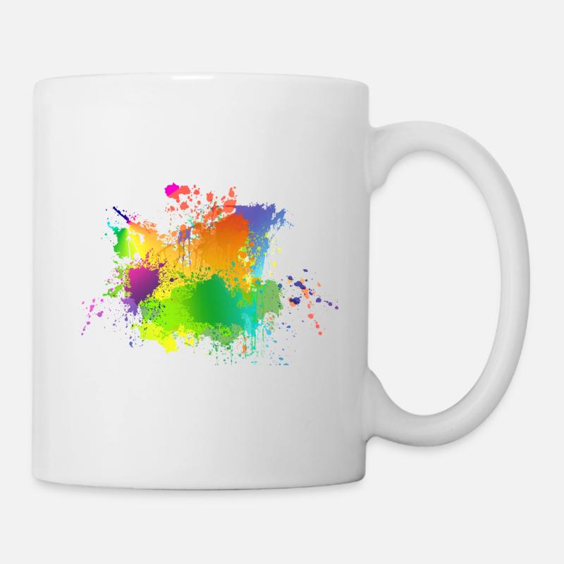 Farbkleckse - Tasse - Weiß