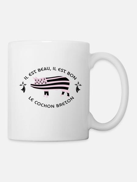 BRETAGNE - GWENN HA DU - COCHON BRETON - Mug blanc - blanc