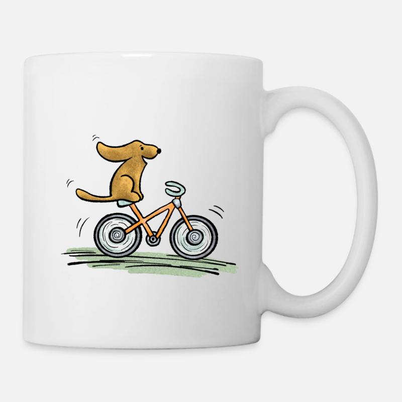 Chien à vélo - Mug blanc - blanc