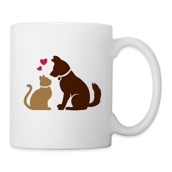 BFF Cat and dog heart - Mug - white - Right