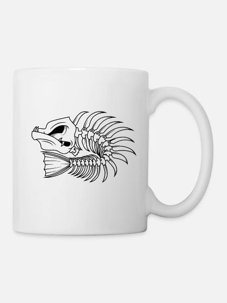 fish bones fisherman piranha - Mug - white