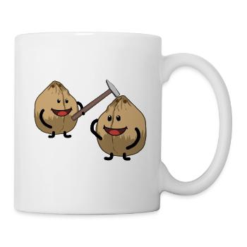 Kokosnuss Nuss Nüsse knacken Hammer Fantasy - Tasse - Weiß - Rechts