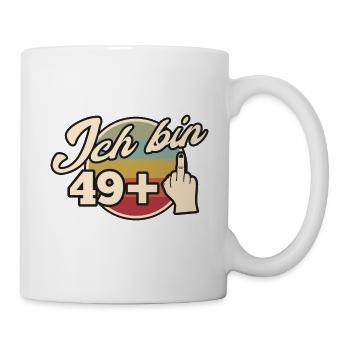 Ich bin 49 + Mittelfinger lustiger 50. Geburtstag - Tasse - Weiß - Rechts