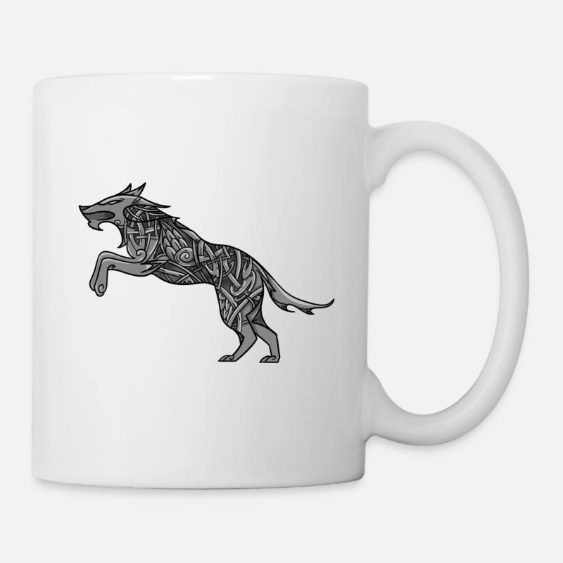 Wolf Runen Noeud Celtique Ornament Tattoo - Mug blanc - blanc