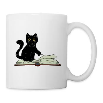 Cat Wizard Conjure Book Children Fantasy Occult - Mug - white - Right