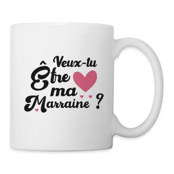 Cadeau Demande Veux Tu Être Ma Marraine - Mug blanc - blanc - Droite