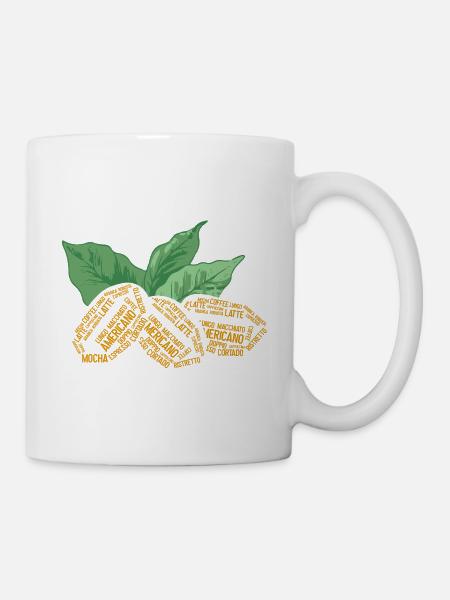 Coffee bean and coffee plant word cloud - Mug - white