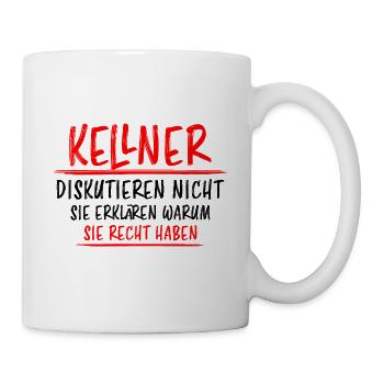 Kellner Lustige Spruch Service Restaurant Geschenk - Tasse - Weiß - Rechts