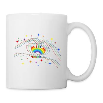 CSD LGBT Hände formen Regenbogen Herz Pride - Tasse - Weiß - Rechts