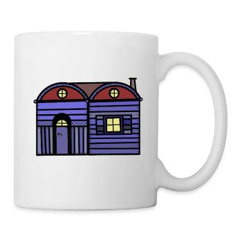 Wooden House Cabin Real Estate Trailer Living Apartment - Mug - white - Right