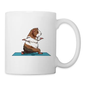 Yoga Meerscheinchen Yogaübung Stretching Dehnen - Tasse - Weiß - Rechts