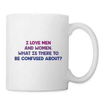 I Love Men and Women Bisexual LGBTQ Bi Pride Gay - Tasse - Weiß - Rechts