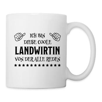 Landwirtin Witz Spruch Traktor Landwirtin Geschenk - Tasse - Weiß - Rechts
