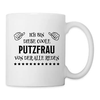 Putzfrau Haushalt Spruch Reinigungskraft Geschenk - Tasse - Weiß - Rechts