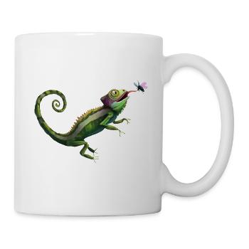 Chameleon eats fly - Mug - white - Right