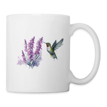 Watercolor Penstemon Flower and Hummingbird - Mug - white - Right